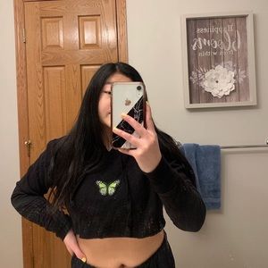 cropped butterfly hoodie